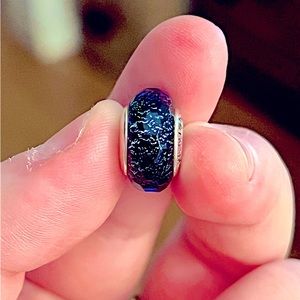 Authentic Pandora Midnight Blue Stardust Murano Glass Charm